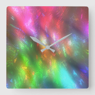 Horloge Carrée Teinte vert rose vif avec rainures sous brouillard