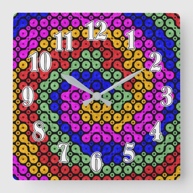 Horloge Carrée teintes interconnectées Abstraites (Recto)