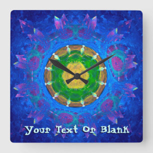 Horloge Carrée Teinture à tarte bleu-vert