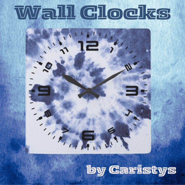 Horloge Carrée Teinture à tarte bleue (Créateur téléchargé)