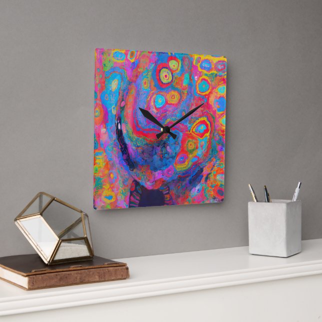 Horloge Carrée "Tempête neurale" (Bureau)