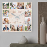 Horloge Carrée Temps famille Formes Abstraites Photo neutre<br><div class="desc">Créez votre propre horloge photo avec 12 de vos photos préférées. Le design abstrait et tendance de formes organiques, de traits de brosse et de plaquettes a une palette de couleurs neutres dans les tons de sable beige crème et de cuivre. Il est écrit avec le libellé "le temps de...</div>