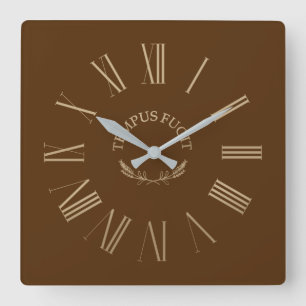 Horloge Carrée Tempus Fugit Brown Acrylique Wall Clock