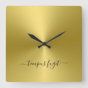 Horloge Carrée Tempus Fugit Yellow Gold Metallic Style acrylique