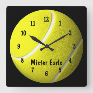 Horloge Carrée Tennis Ball Sport Wall Personnaliser l'horloge