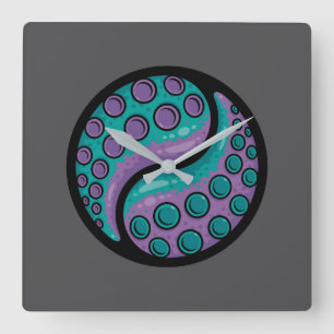 Horloge Carrée Tentacle Yin Yang