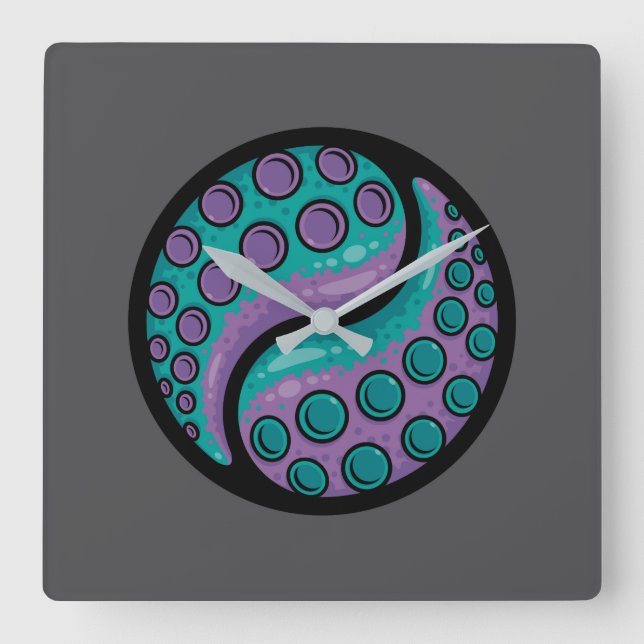 Horloge Carrée Tentacle Yin Yang (Recto)
