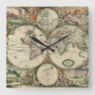 Horloge Carrée Terrarum Orbis Tabula