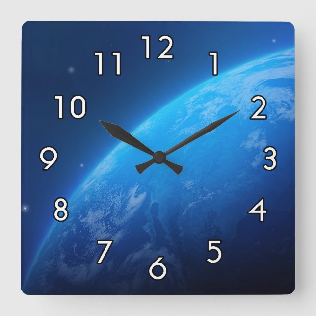 Horloge Carrée Terre bleue (Recto)