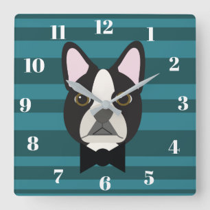 Horloge Carrée Terrier de Boston