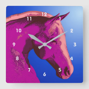 Horloge Carrée Tête de cheval Art animalier