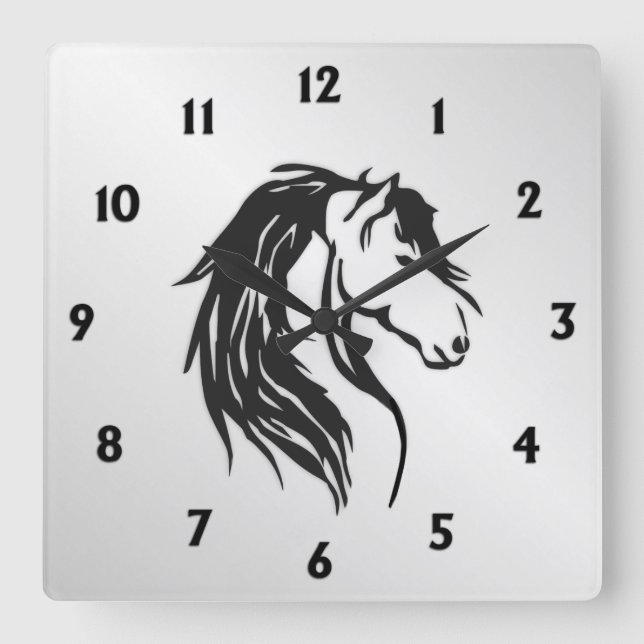 Horloge Carrée Tête de cheval noble (Recto)