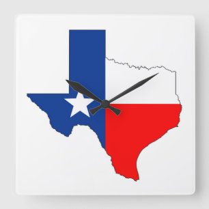 Horloge Carrée texas etats-unis amérique drapeau forme étiquette