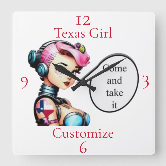Horloge Carrée Texas Girl Thunder_Cove (Recto)