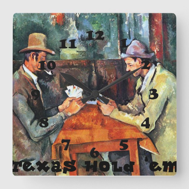 Horloge Carrée Texas Hold'em Poker (Recto)