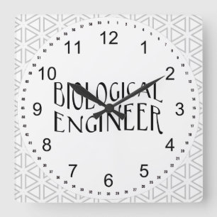Horloge Carrée Texte de l'ingénieur biologique