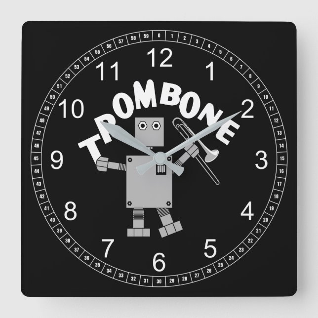 Horloge Carrée Texte du robot de bombardement (Recto)