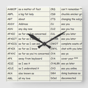 Horloge Carrée Texting Wall Clock