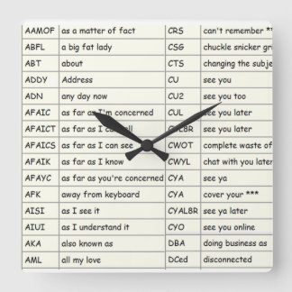 Horloge Carrée Texting Wall Clock
