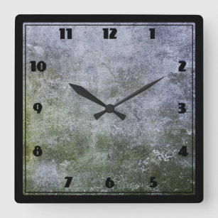 Horloge Carrée Texture Abstraite du mur de béton recouvert de mou