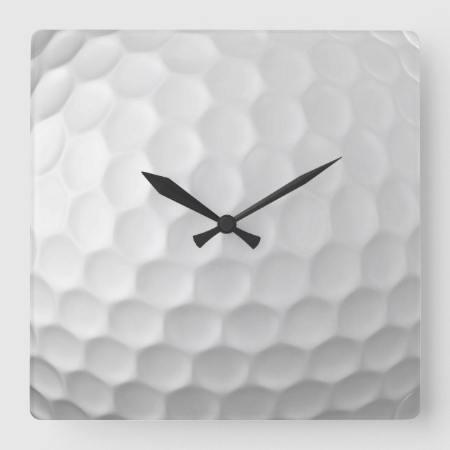 Horloge Carrée Texture de balle de golf blanche et alvéolée (Recto)