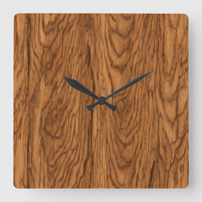 Horloge Carrée Texture de chêne rustique (Recto)