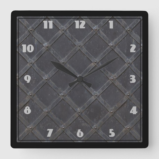 Horloge Carrée Texture de trame lattice Iron metal (Recto)