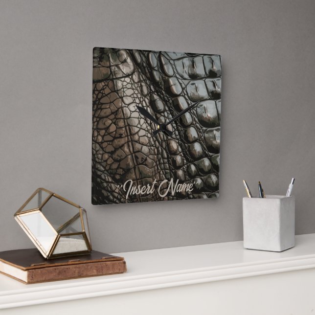 Horloge Carrée Texture Gator (Bureau)