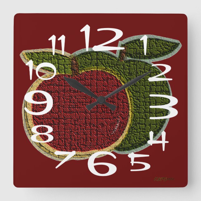 Horloge Carrée Textured Apples (Recto)