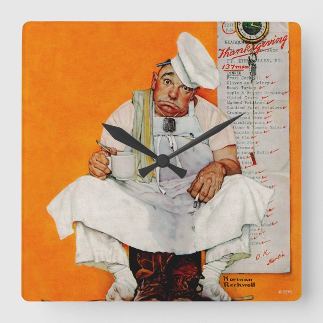 Horloge Carrée Thanksgiving Day Blues (Recto)
