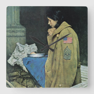 Horloge Carrée Thanksgiving de réfugié