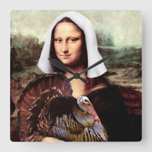 Horloge Carrée Thanksgiving Mona Lisa Pilgrim