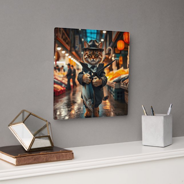 Horloge Carrée The Catfather's Catch (Bureau)
