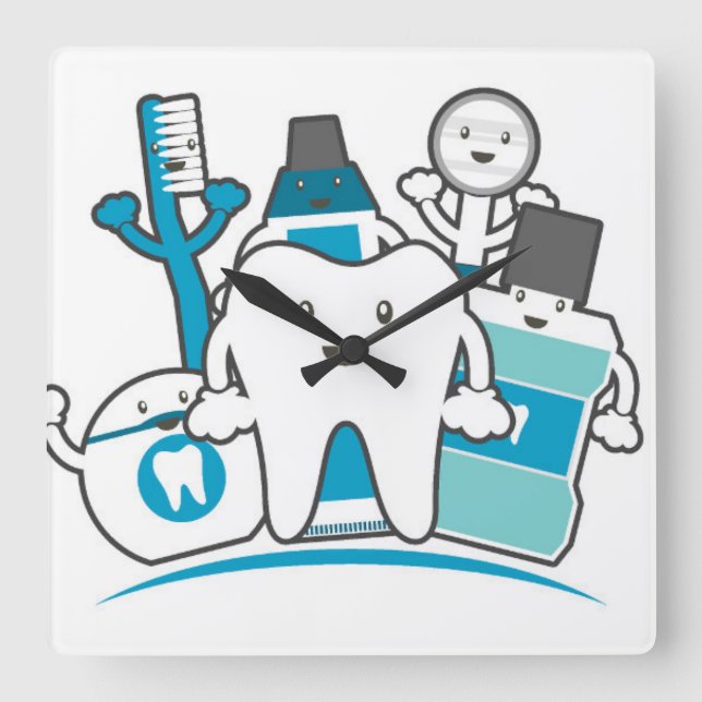 Horloge Carrée The Clean Teeth Gang (Recto)