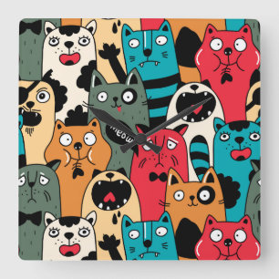 Horloge Carrée The crowd of cats