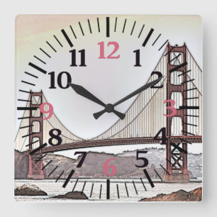 Horloge Carrée The Golden Gate Bridge - San Francisco, CA (rose)