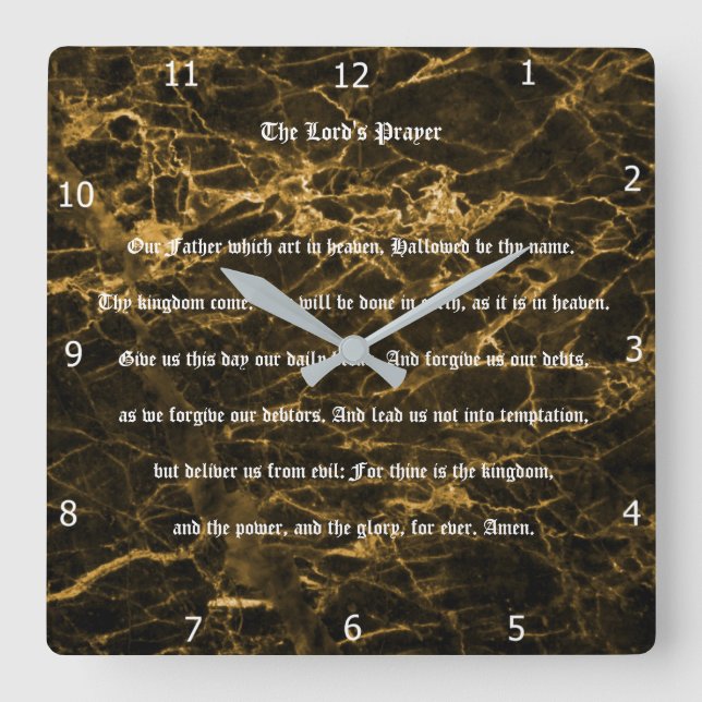 Horloge Carrée THE LORD's PRAYER SQUARE WALL CLOCK (Recto)