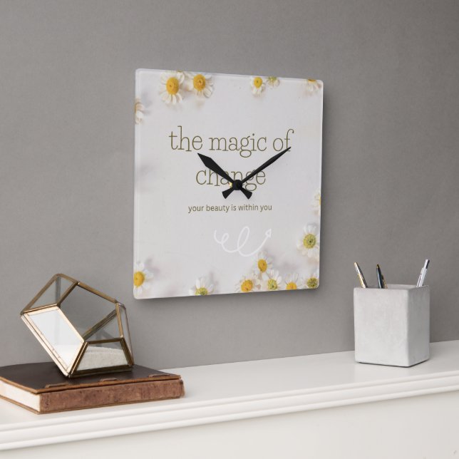 Horloge Carrée the magic of change , wall clock (Bureau)