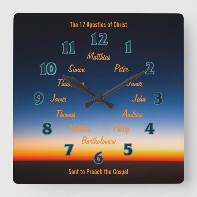 Horloge Carrée The Twelve Disciples of Jesus Square Wall Clock (Recto)