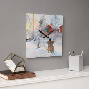 Horloge Carrée The Yard and Washhouse par Carl Larsson