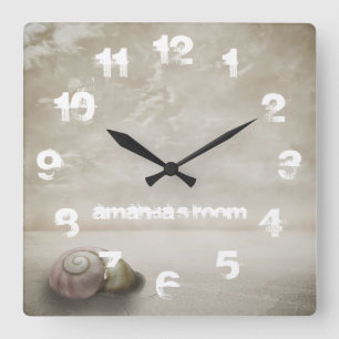 Horloge Carrée Thème de plage de fantaisie personnalisé