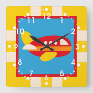 Horloge Carrée Thème de transport d'avion mignon cadeaux pour enf
