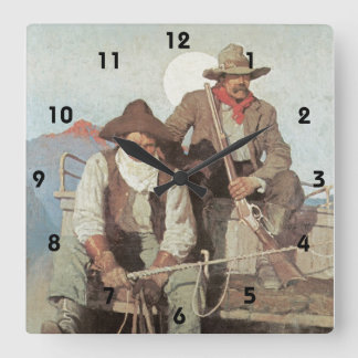 Horloge Carrée Thème occidental sauvage l'horloge de cowboys de