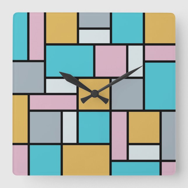 Horloge Carrée Theo Van Doesburg - Composition 17 - Art Mondrian (Recto)