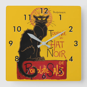 Horloge Carrée Theophile Steinlen - Le Chat Noir Vintage