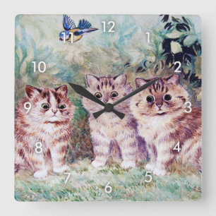 Horloge Carrée Three Kittens