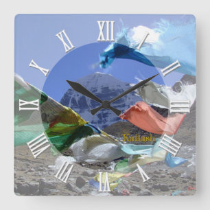 Horloge Carrée Tibet, Sainte Montagne Kailash, Himalaya, Bouddhis