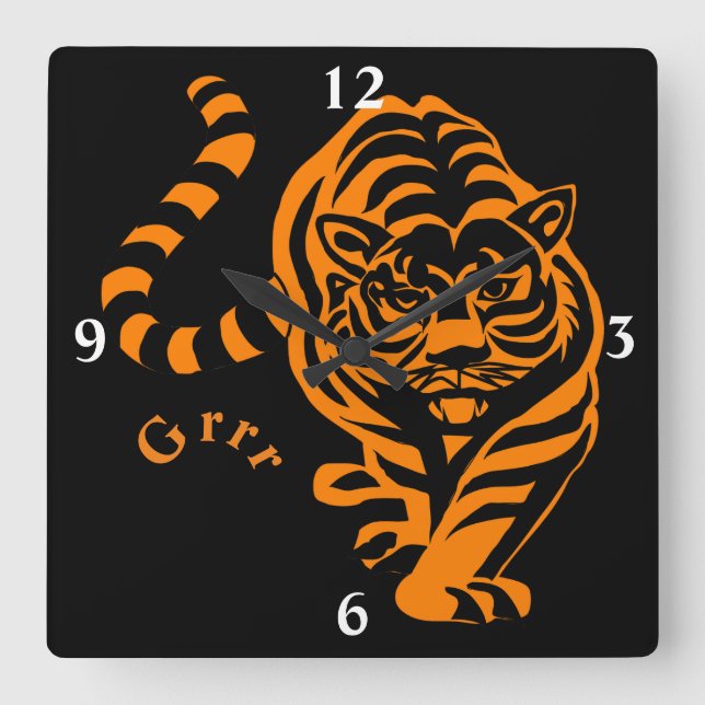 Horloge Carrée Tigre (Recto)