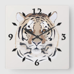 Horloge Carrée Tigre, visage de tigre, symbole 2022