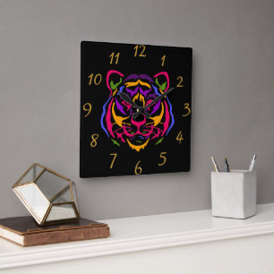 Horloge Carrée Tigre Wall Clock